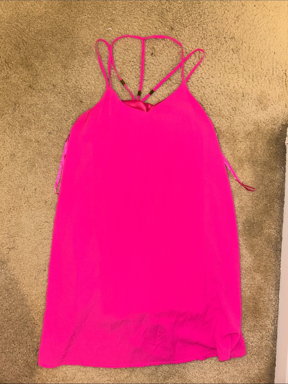 Very J Hot Pink Slip Dress with Double Straps